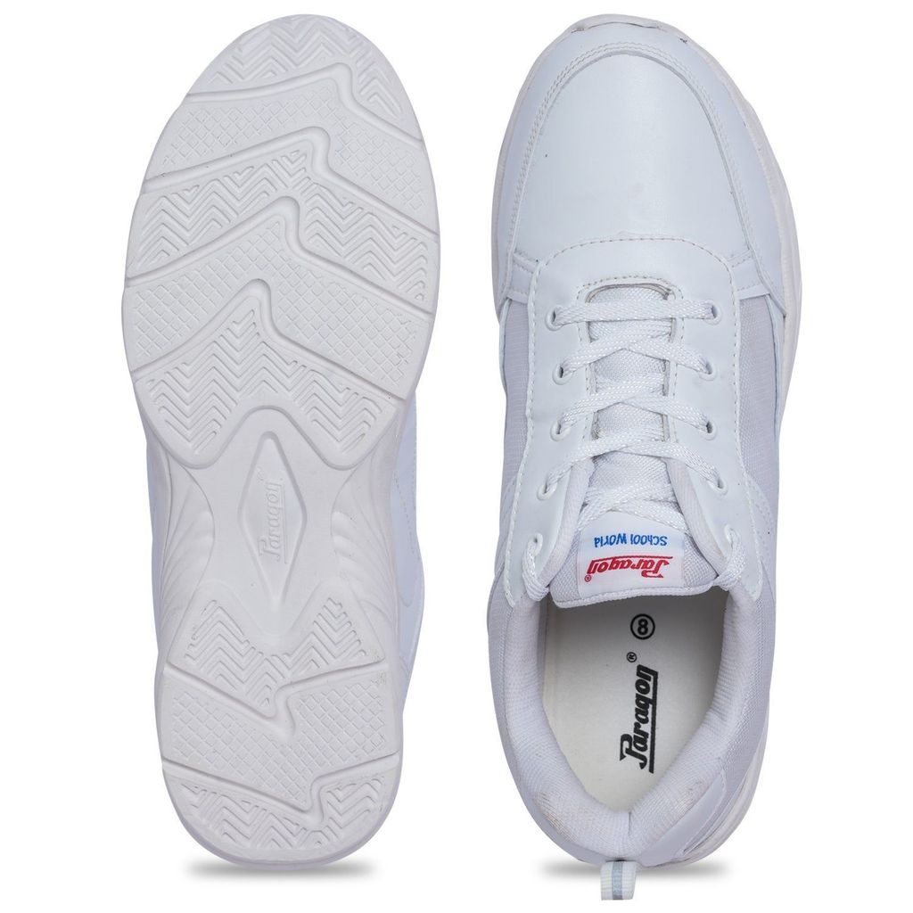 Paragon Ultra Comfortable, Lightweight and Durable Boy's White School Shoes for Everyday Use |Uniform Shoes with Lace-Up Closure and Breathable Outer Fabric