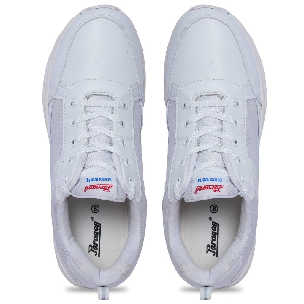 Paragon Ultra Comfortable, Lightweight and Durable Boy's White School Shoes for Everyday Use |Uniform Shoes with Lace-Up Closure and Breathable Outer Fabric