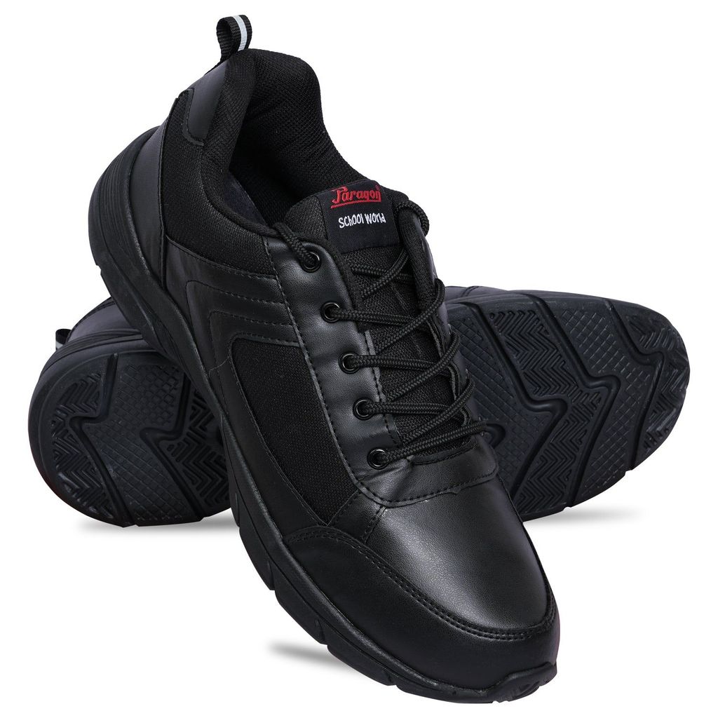 Paragon Ultra Comfortable, Lightweight and Durable Boy's Black School Shoes for Everyday Use | Uniform Shoes with Lace-Up Closure and Breathable Outer Fabric