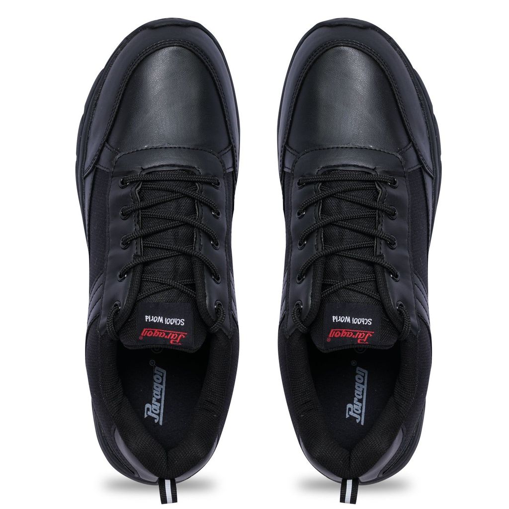 Paragon Ultra Comfortable, Lightweight and Durable Boy's Black School Shoes for Everyday Use | Uniform Shoes with Lace-Up Closure and Breathable Outer Fabric