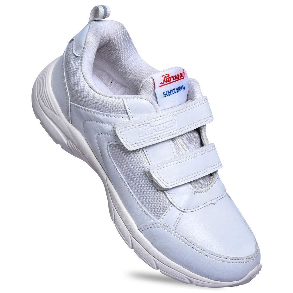 Paragon Ultra Comfortable, Lightweight and Durable Boy's & Gir's White School Shoes for Sports & Everyday Use | White Uniform Shoes with Velcro Closure and Breathable Outer Fabric