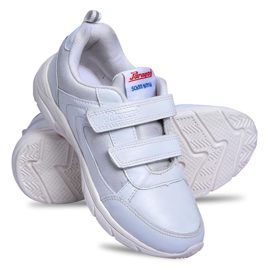 Paragon Ultra Comfortable, Lightweight and Durable Boy's & Gir's White School Shoes for Sports & Everyday Use | White Uniform Shoes with Velcro Closure and Breathable Outer Fabric