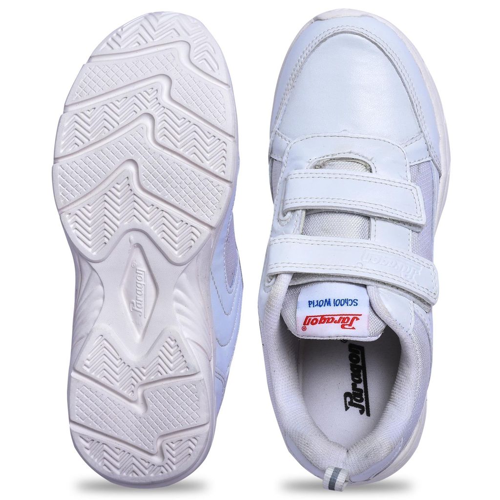 Paragon Ultra Comfortable, Lightweight and Durable Boy's & Gir's White School Shoes for Sports & Everyday Use | White Uniform Shoes with Velcro Closure and Breathable Outer Fabric