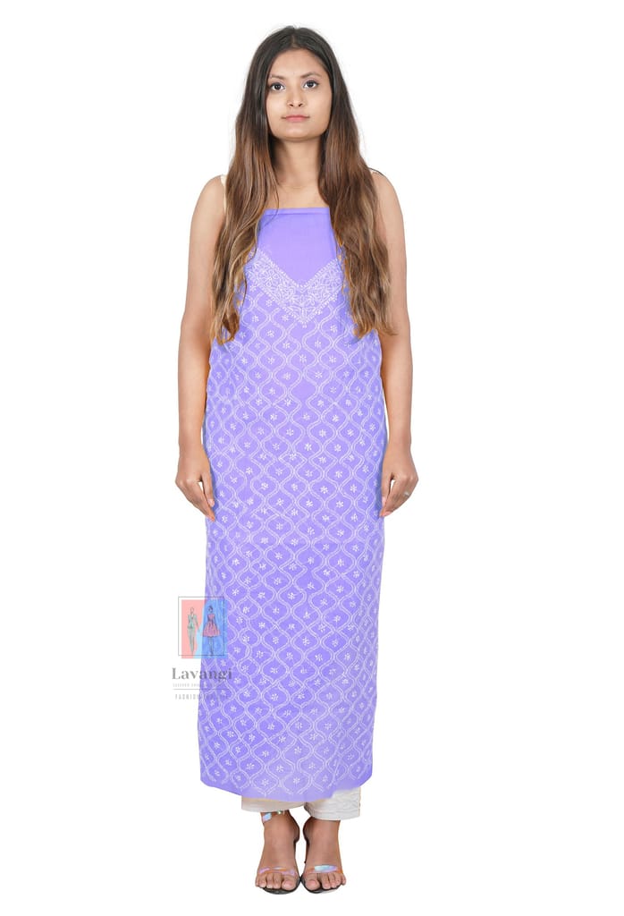 Lavangi Women's Lucknow Chikankari Cotton Unstitched Dress Material for Top, Bottom & Dupatta (Mauve)