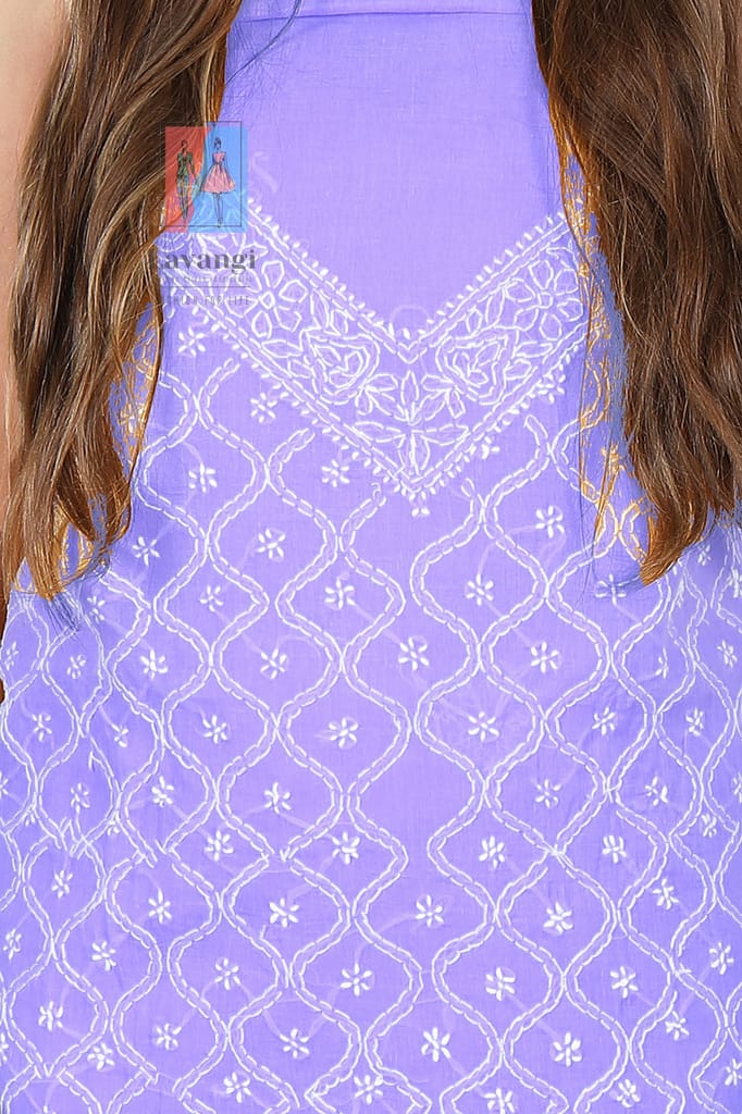 Lavangi Women's Lucknow Chikankari Cotton Unstitched Dress Material for Top, Bottom & Dupatta (Mauve)