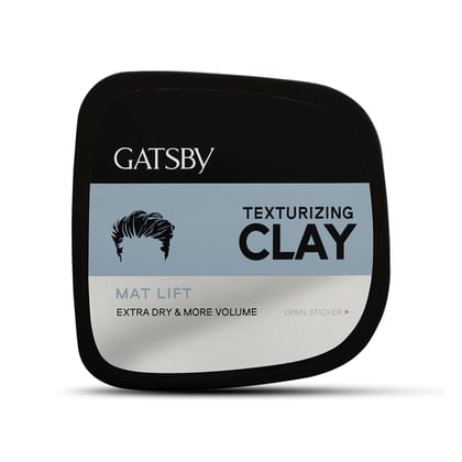 Gatsby Texturizing Clay - Mat Lift | For Super Strong Hold, More Volume & Extra Dry Look | Stylish Matte Finish | Anytime Restylable Hair Styling Clay Wax | Hair Wax For Men | 75gm