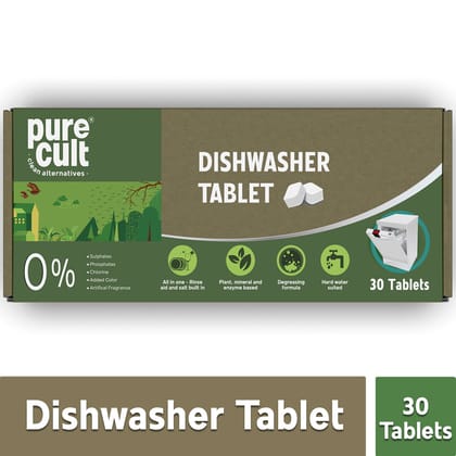 PureCult Dishwasher Tablet | Plant, Mineral and Enzyme Based | 30 Tablets