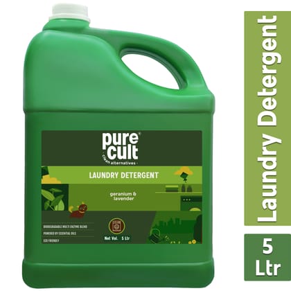PureCult Liquid Laundry Detergent (5000 ml) | Infused with Geranium and Lavender Essential Oils | Plant Based and Biodegradable Surfactant