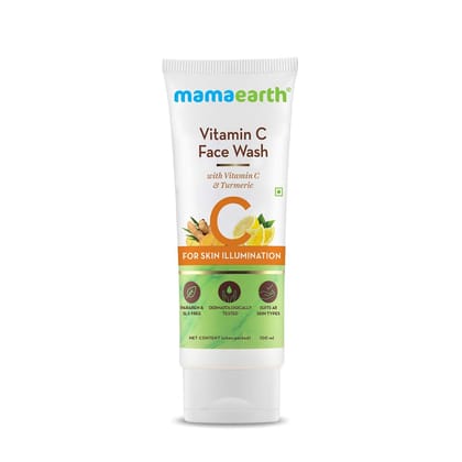 mamaearth Vitamin C Face Wash with Vitamin C and Turmeric for Skin Illumination - 100ml Brightens Skin | Evens Skin Tone| Makes Skin Glow