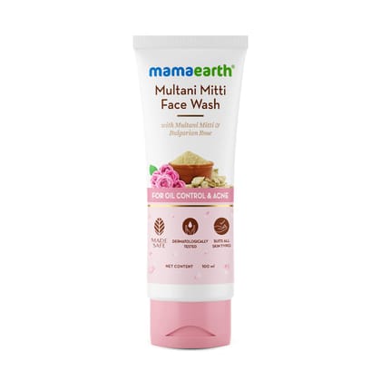 Mamaearth Multani Mitti Face Wash with Multani Mitti & Bulgarian Rose For Oil Control & Acne  | Suits All Skin Types | Hydrating & Gentle | Paraben-Free | No Silicones | Sulphate-Free 100ML