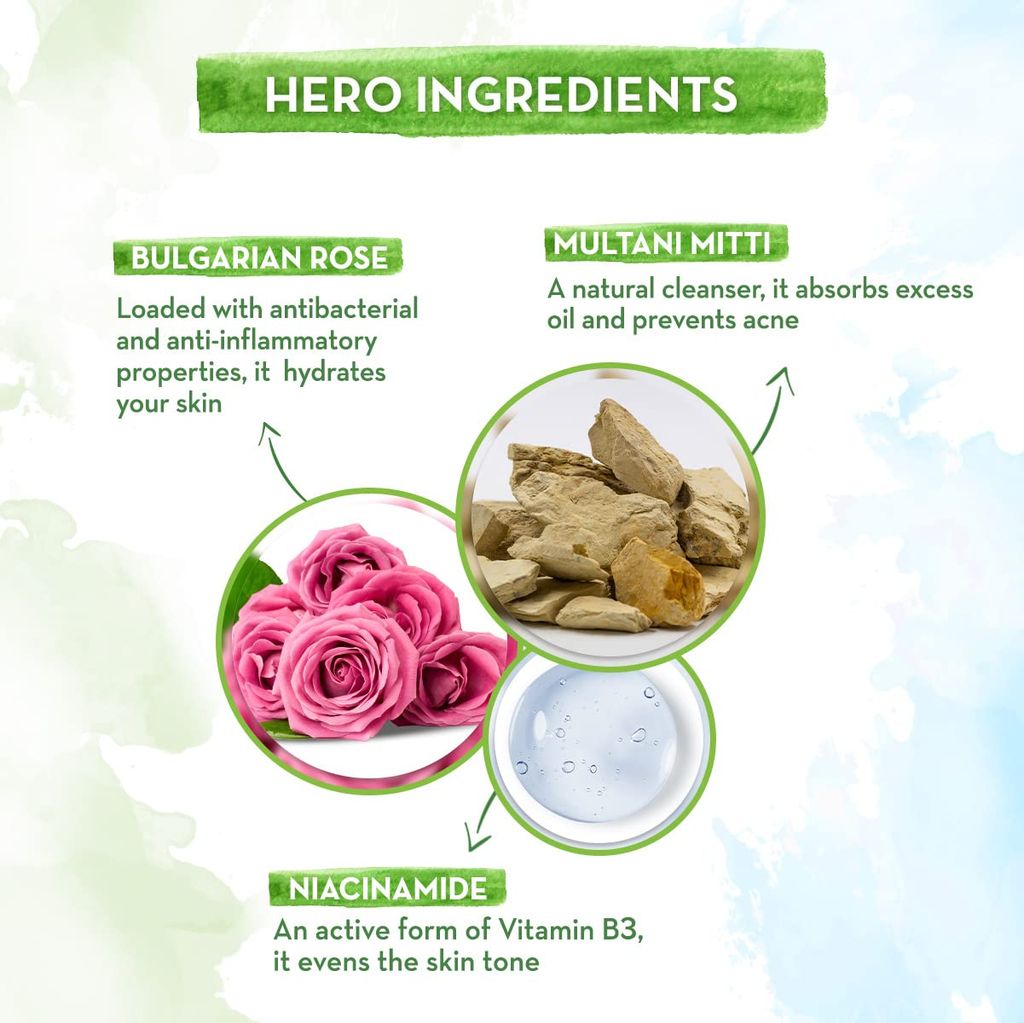 Mamaearth Multani Mitti Face Wash with Multani Mitti & Bulgarian Rose For Oil Control & Acne | Suits All Skin Types | Hydrating & Gentle | Paraben-Free | No Silicones | Sulphate-Free 100ML