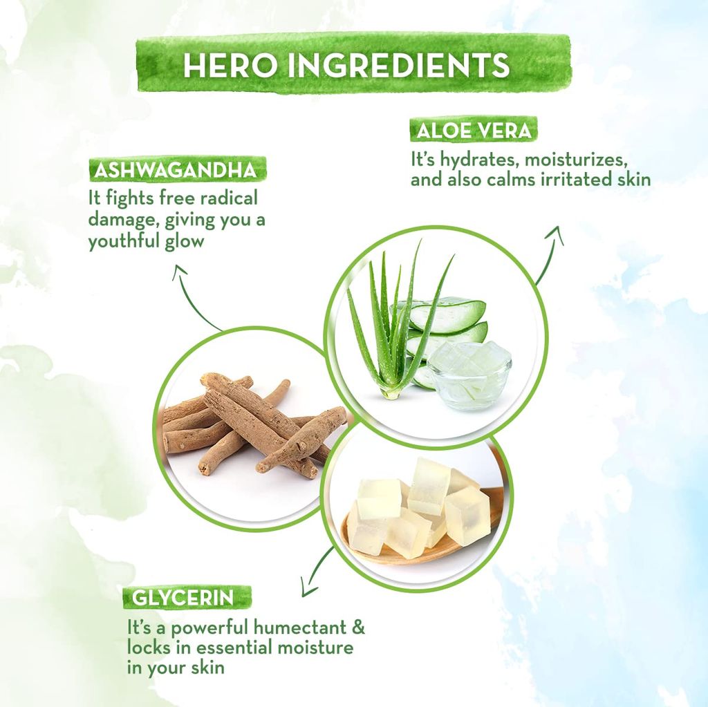 Aloe Vera Face Wash with Aloe Vera & Ashwagandha for a Youthful Glow - 100 ml Cleanses & Soothes Skin | Gives a Youthful Glow