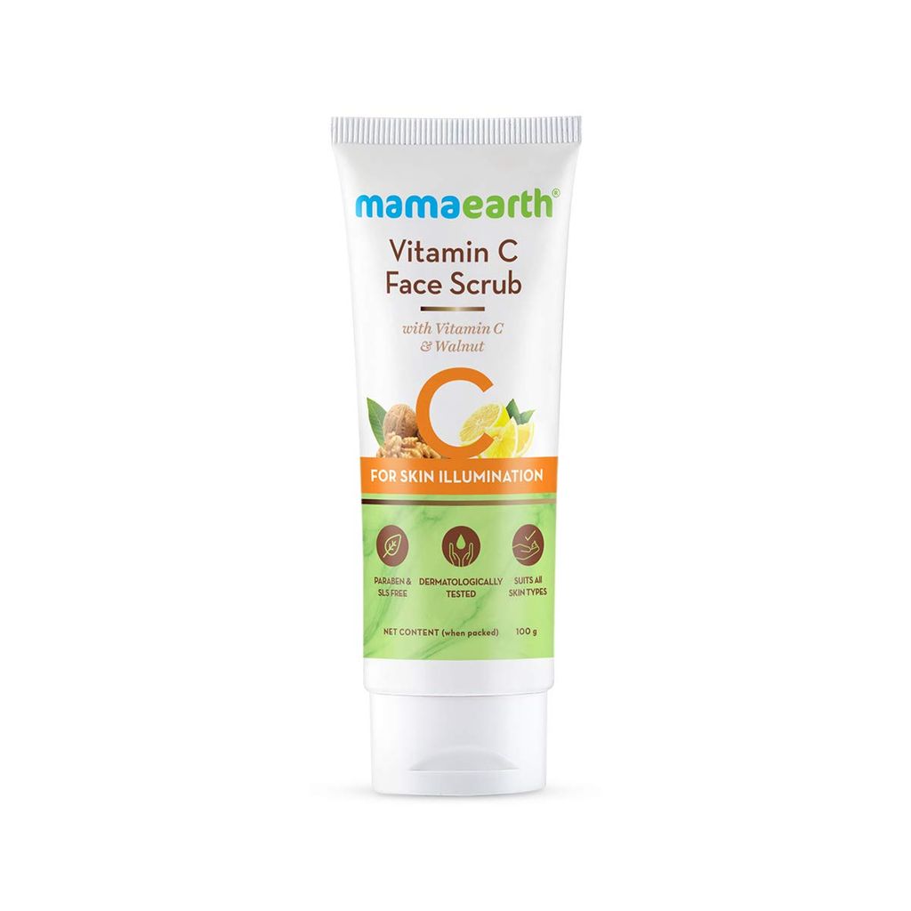 MAMAEARTH Vitamin C Face Scrub for Glowing Skin, With Vitamin C and Walnut For Skin Illumination - Brightens Skin | Gently Exfoliates | Unveils Glow 100G