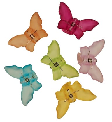 Mini Butterfly Hair Clutcher, Non Slip Hair Claw Clips, for  Women & Girls Multi Color, Pack of 6