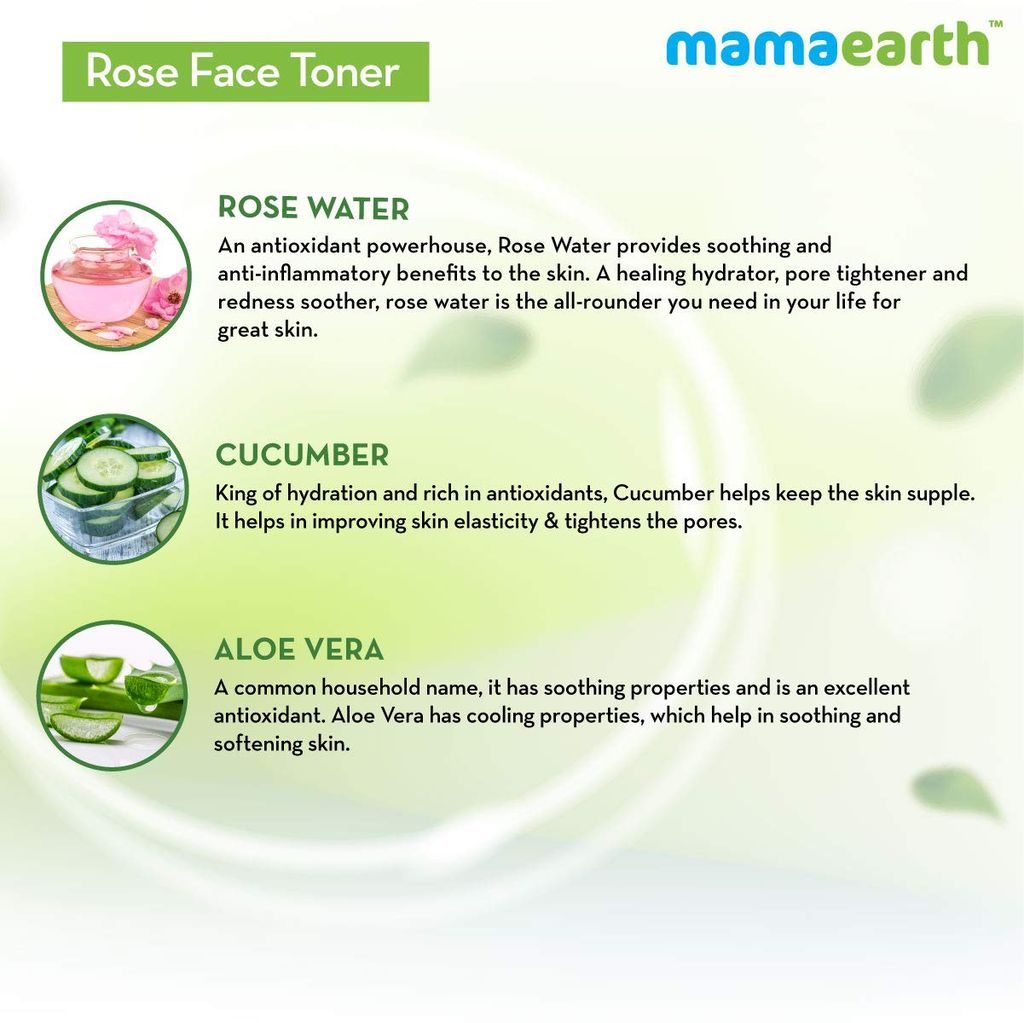 Mamaearth Rose Water Face liquid Face Toner with Witch Hazel & Rose Water for Pore Tightening - 200ml