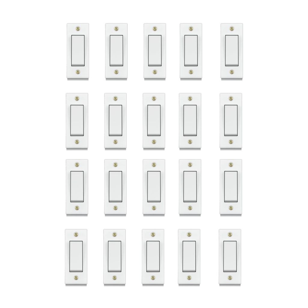 Anchor 6A 1 Way Polycarbonate Switch (White) -20 Pieces