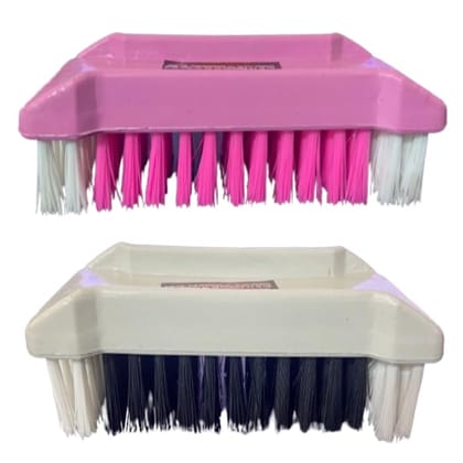 BLING Cloth Cleaning Brush with Handle | Cloth Scrubbing Brush | Brush for Cleaning Shoes, Sink, Tiles, Bathroom, Kitchen | Laundary Brush |(14 x 6 cm) -Pack of 2(Multicolor)
