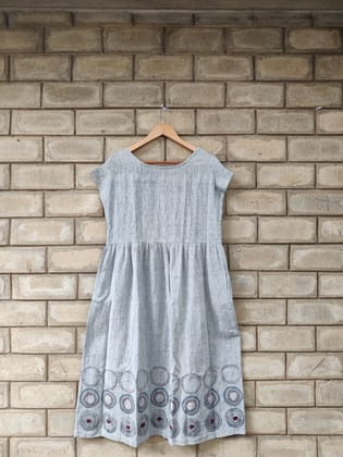 Christina Dress - Nature Alley - Handwoven Fabric - Indigo & Grey