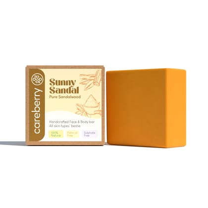 Careberry's Sunny Sandal Brightening Handcrafted Face & Body Bar | Illuminate with Sandalwood Secrets 100gm