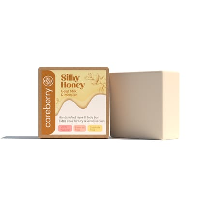 Careberry's Silky Honey Luxurious Goat Milk and Manuka Handcrafted Face and Body Bar for Ultimate Nourishment,100gm