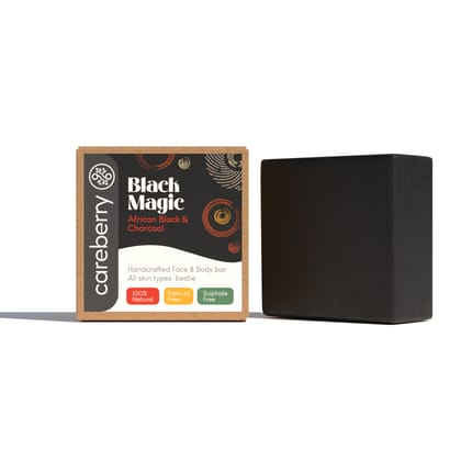 Careberry's Black Magic African Black & Charcoal HandCrafted Bar | Pure Enchantment | Deep Cleansing 100GM