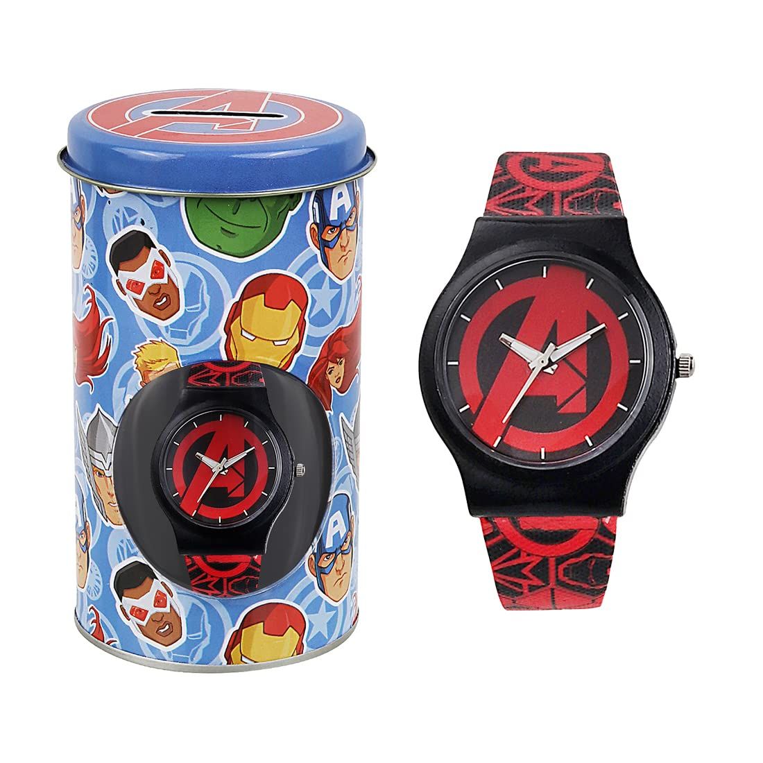 Marvel Comics Wrist Watch for Kids Multicolor Round Analogue Wrist Watch Birthday Gift for Boys & Girls - Age 3 to 12 Years (Avengers Red)