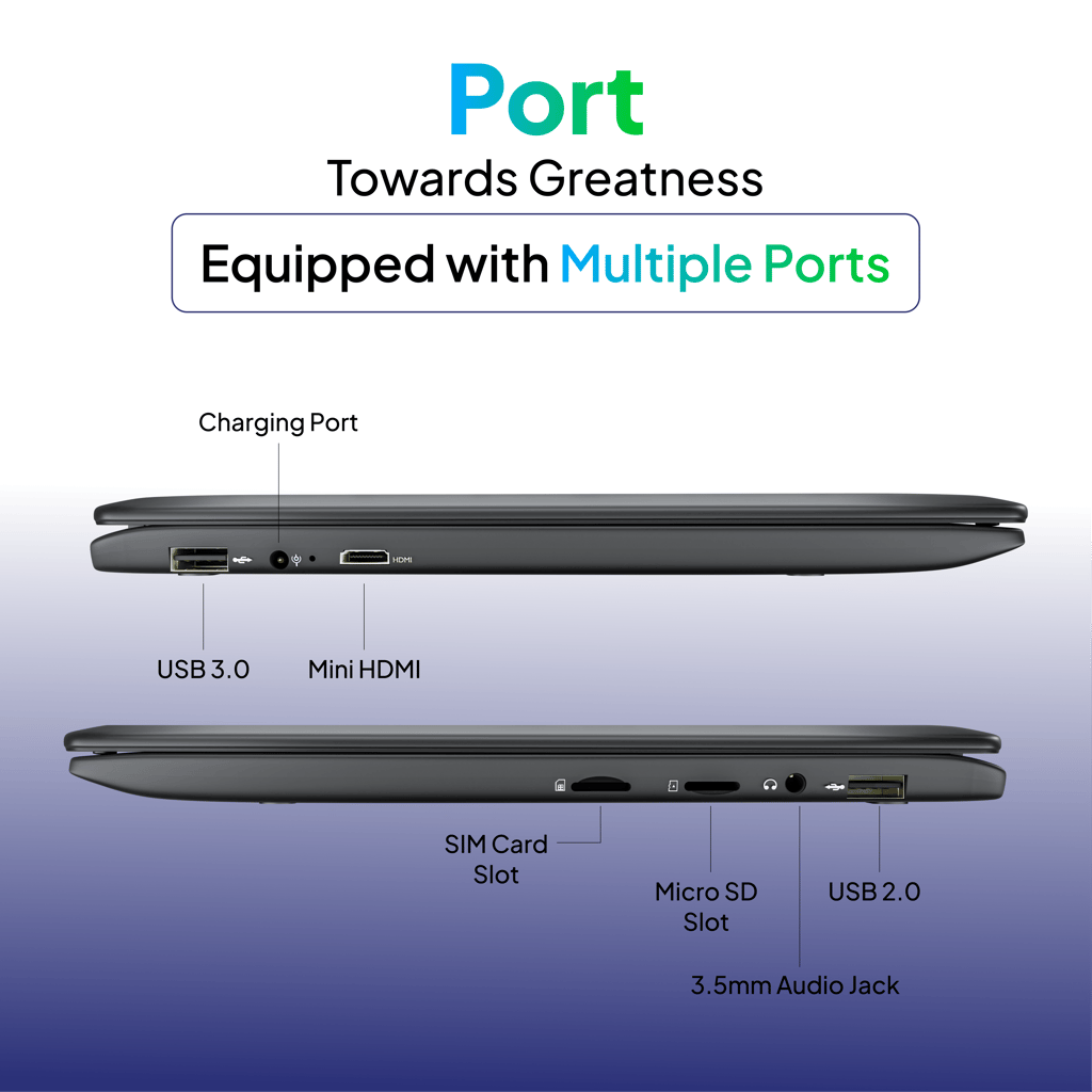 Primebook 4G Android Based MediaTek MT8788 - (4 GB/64 GB EMMC Storage/Prime OS) 4G Thin and Light Laptop (11.6 Inch, Black, 1.065 Kg)