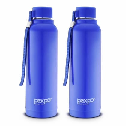 Pexpo PU Insulated 4 Hours Warm & Cold School Kids Bottle, 700 ml, Pack of 2 Blue, Stereo | Safe & Portable