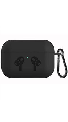 S&P Sublimation Apple AirPods Pro 2 2nd Generation, TWS Soft Silicone Pouch with Hook, 360° Full Shock-Absorbing Protection (Black) (Cover Only)