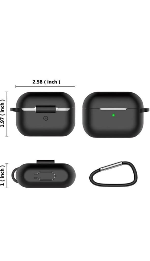 S&P Sublimation Apple AirPods Pro 2 2nd Generation, TWS Soft Silicone Pouch with Hook, 360° Full Shock-Absorbing Protection (Black) (Cover Only)