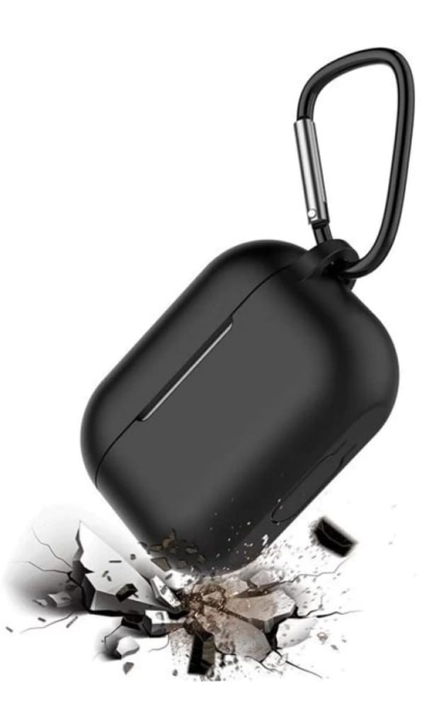 S&P Sublimation Apple AirPods Pro 2 2nd Generation, TWS Soft Silicone Pouch with Hook, 360° Full Shock-Absorbing Protection (Black) (Cover Only)