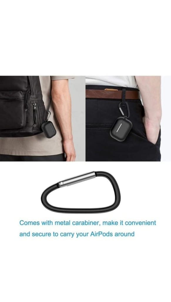 S&P Sublimation Apple AirPods Pro 2 2nd Generation, TWS Soft Silicone Pouch with Hook, 360° Full Shock-Absorbing Protection (Black) (Cover Only)