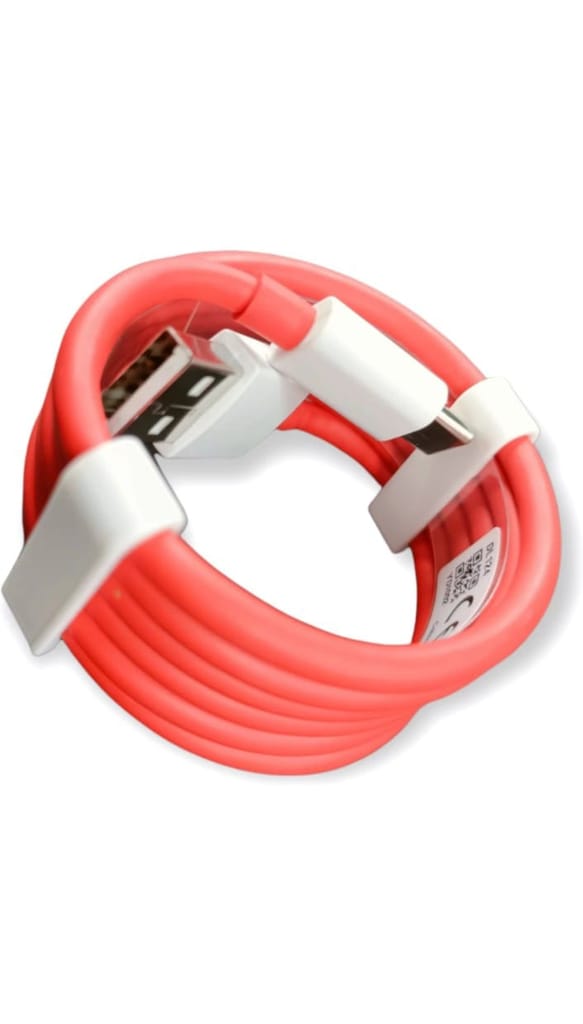 S&P Sublimation USB Type C Cable 6.5 A 1 m OEM 65W-10W/6.5A VOOC/WARP/DASH/DASH/SUPERVOOC/SUPERDART CHARGER CABLE  (Compatible with oppo,realme,narzo,oneplus,vivo,iqoo,samsung,motorola,mi,redmi,poco, Red, One Cable)
