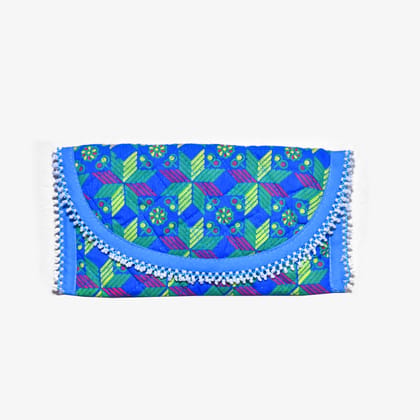 Tribes India Handcrafted Cotton, Spoange & Jeco Beeds Blue Purse (PVTG)