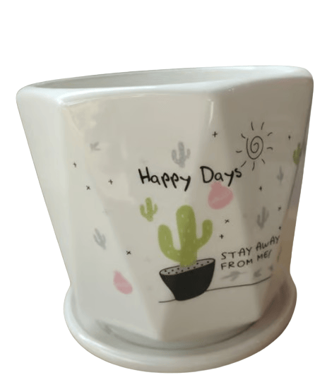 Stylish Printed Ceramic Cup Shaped Flower Planter