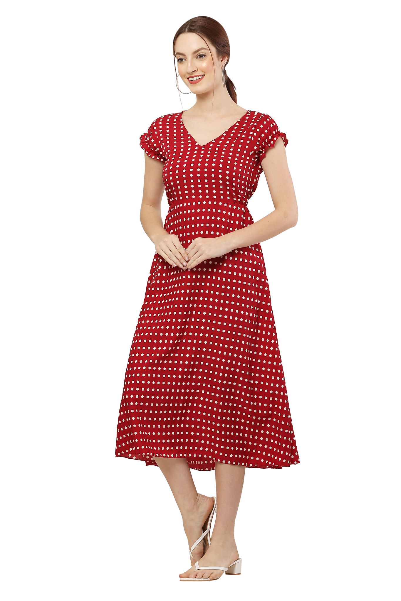 WOMEN_MAROON_POLKA_FROCK