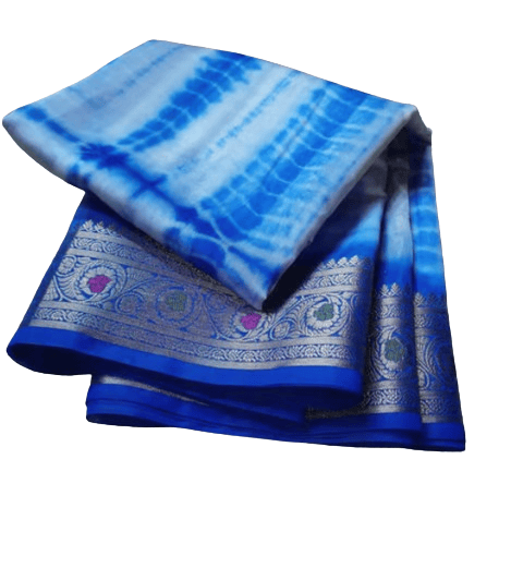 Semi Georgette Saree with Blouse Piece, Blue