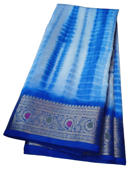 Semi Georgette Saree with Blouse Piece, Blue