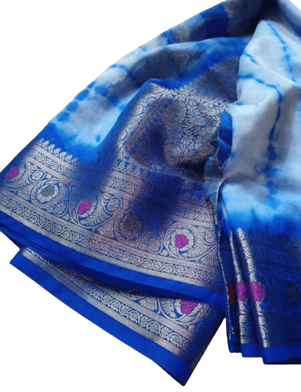 Semi Georgette Saree with Blouse Piece, Blue