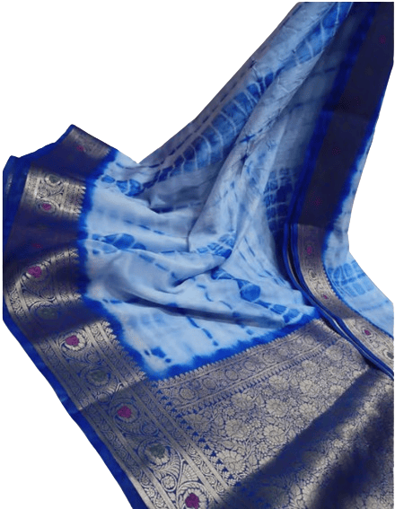 Semi Georgette Saree with Blouse Piece, Blue