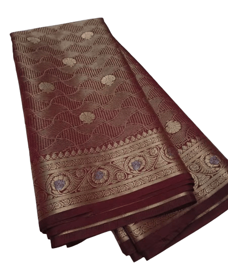 Semi Georgette Zari Brocade Saree with Blouse Piece, Brown