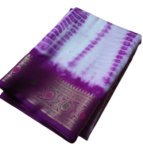 Semi Georgette Saree with Blouse Piece, Purple