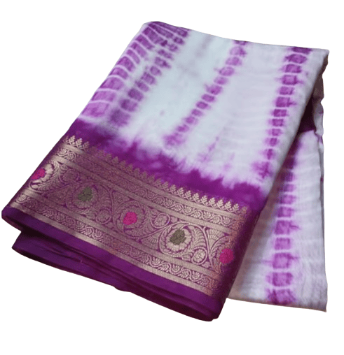 Semi Georgette Saree with Blouse Piece, Purple