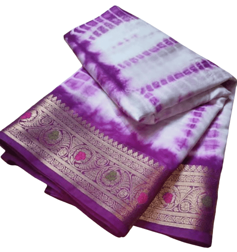 Semi Georgette Saree with Blouse Piece, Purple