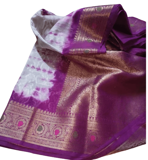 Semi Georgette Saree with Blouse Piece, Purple