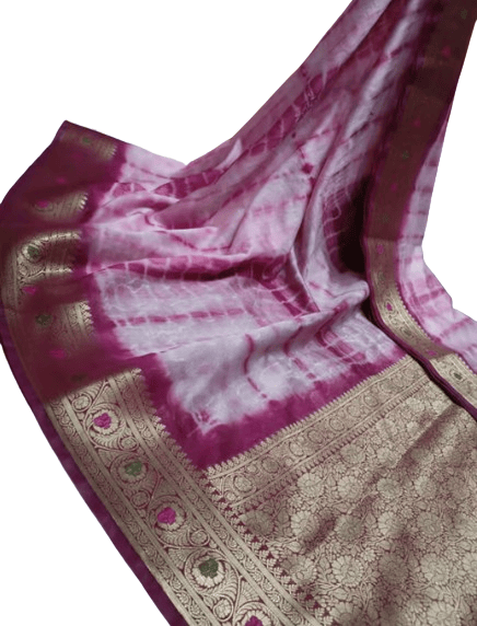 Semi Georgette Saree with Blouse Piece, Purple