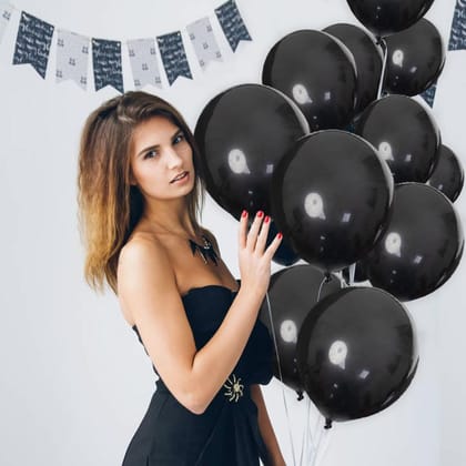 Metallic Black Latex Balloons