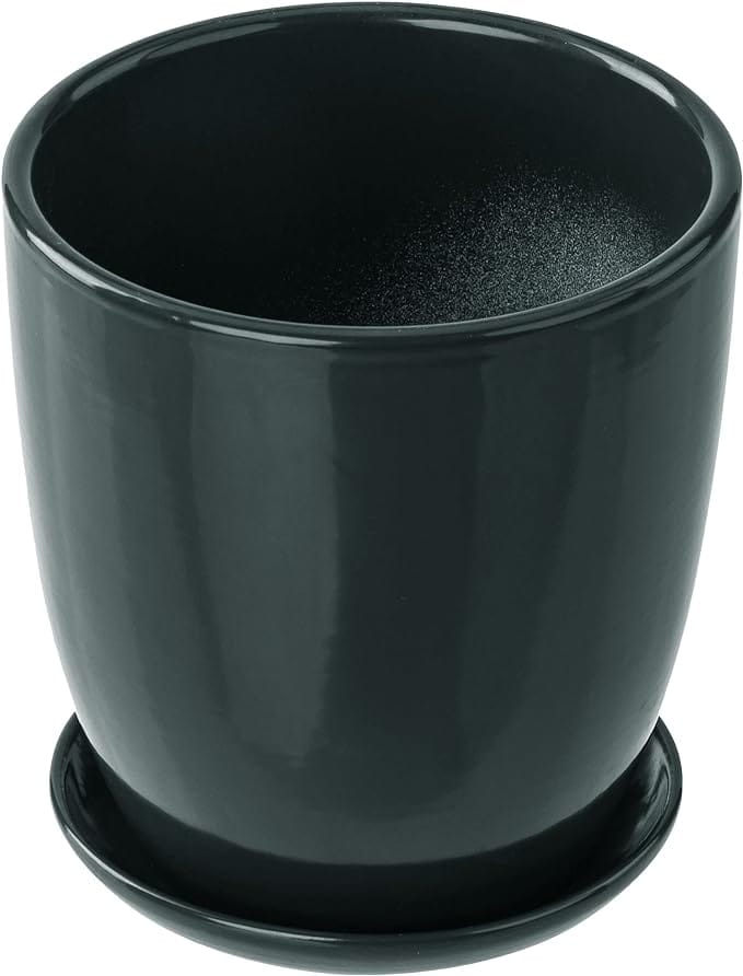 Contemporary Ceramic Clay Pot, Black 1pc