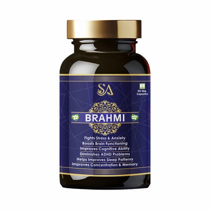 BRAHMI (Based Brain Booster Supplement with Brahmi Healthy Brain, Stress Relief, Improve Focus – 60 Veg Capsules)