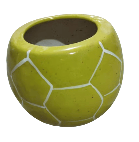 Yellow Ceramic Football Shaped Planter